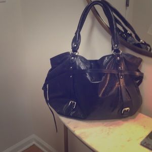 Dark blue leather bag